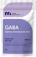 Micro Ingredients Gaba 750 Mg With Mct Oil 300 Softgels Gamma Aminobutyric Acid With Vitamin B6 5-Htp L-Theanine L-Tryptophan & Magnesium Glycinate Non-Gmo Cgmp Manufactured