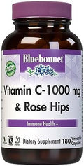 Bluebonnet Vitamin C 1000 Mg Plus Rosehips Vegetable Capsules 180 Count (743715005754)