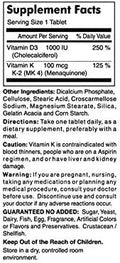 Vitamin K2 100 mcg Plus D3 1000 IU, 100 Tablets, Mason Natural