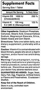 Vitamin K2 100 mcg Plus D3 1000 IU, 100 Tablets, Mason Natural