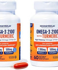 Oceanblue 2100 Triple Strength Omega3 Fish Oil With Turmeric Burpless Omega 3 Combo Supplement With Curcumin Epa Dha Dpa Heart And Joint Support 60 Softgels