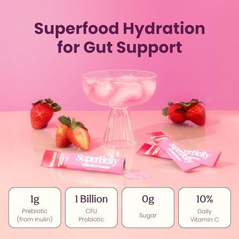 Blume Superbelly Variety Pack Gut Health Hydration Packets Sugar- With Prebiotics Probiotics Apple Cider Vinegar And Electrolytes Strawberry Lemon And Acai 45 Sticks