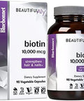 Bluebonnet Nutrition Beautiful Ally Biotin 10000 Mcg Strengthen Hair & Nails Nongmo Vegan Kosher Gluten Soy 90 Vegetable Capsules 90 Servings