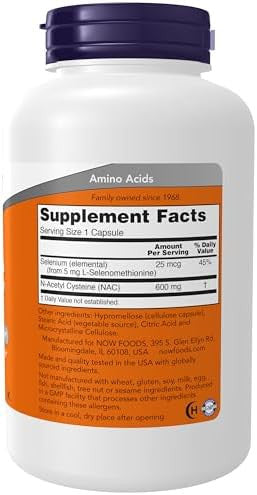 Now Supplements, Nac (N-Acetyl Cysteine) 600 Mg With Selenium, 250 Veg Capsules