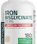 Bronson Iron Bisglycinate 25 Mg Gentle On The Stomach, Supports Energy & Healthy Red Blood Cell Production - Non-Constipating Formula - Non Gmo, 90 Vegetarian Capsules
