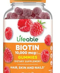 Lifeable Biotin Gummies 10000Mcg Great Tasting Hair Skin And Nails Gummies Gmo Vegan Biotin Supplement Hair Skin And Nails Vitamins For Women 90 Gummies