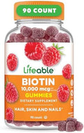 Lifeable Biotin Gummies 10000Mcg Great Tasting Hair Skin And Nails Gummies Gmo Vegan Biotin Supplement Hair Skin And Nails Vitamins For Women 90 Gummies