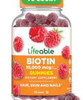 Lifeable Biotin Gummies 10000mcg Great Tasting Hair Skin and Nails Gummies GMOFree Vegan Biotin Supplement Hair Skin and Nails Vitamins for Women 90 Gummies
