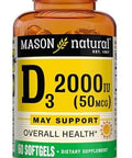 Mason Natural Vitamin D3 50 Mcg (2000 Iu) Supports Overall Health Strengthens Bones And Muscles From Fish Liver Oil 60 Softgels