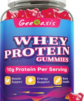 Geeoasis Whey Protein Gummies 10G Protein Chewables Supplements For Women & Men Muscle & Energy Support Bone Health Strawberry Flavor 120 Count
