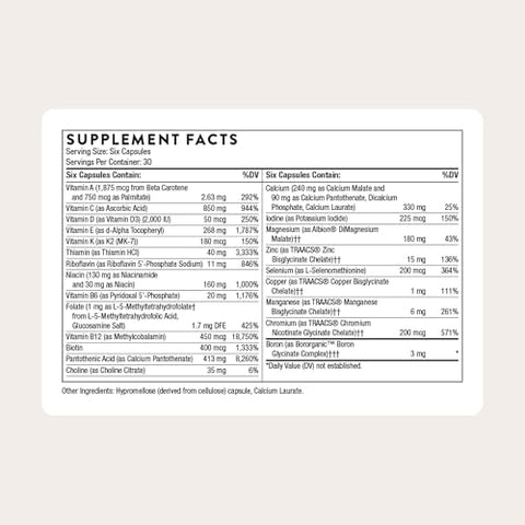 Thorne - Women'S Multi 50 - Comprehensive Daily Multi With Vitamins A B6 B12 C D E K Zinc & More - Support Heart Brain Bone & Immune Health - Third-Party Certified 180 Capsules