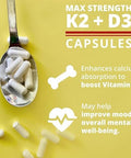 Dr. Boz K2+D3 Capsules 66 Servings Vitamin D3 K2 Supplement with BioPerine Bone and Heart Health Enhanced Absorption Quality Tested Made in the USA 5000iu (D3) 4000iu (K2) Self Care
