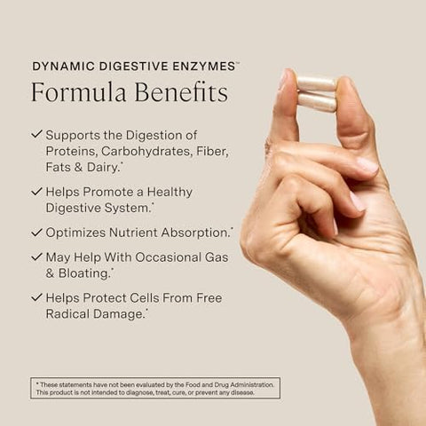 Stonehenge Health Dynamic Digestive Enzymes " 18 Enzymes With Biocore Optimum Complete (Protease Lipase Amylase Lactase) + Zinc & Vitamin K1 + Phytonutrients " Gas & Bloating Support " 60 Capsules