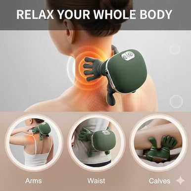 Kithouse Neck Massager With Heat Shiatsu Neck And Back Massager With 4D Kneading For Shoulder And Cervical Pain Relax Muscle Tension Portable And Rechargeable For Home Or Office Green