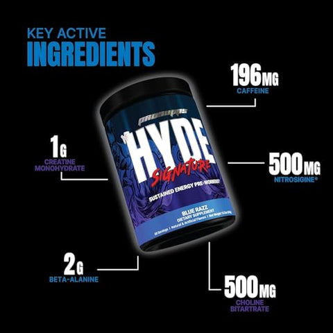 Prosupps Hyde Signature Sustained Energy Pre-Workout Blue Razz - 60 Servings And Creatine 300 Bundle
