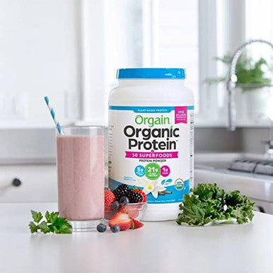 Orgain Organic Plant Based Protein Powder Vegan Nongmo Gluten 1 Count Packaging May Vary (Vanilla Bean 2.74 Pound)