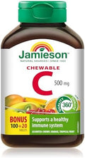 Jamieson Laboratories Vitamin C Chewable 500Mg Mixed 3 Flavours 120 Count