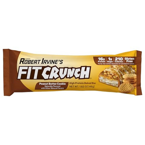 Fit Crunch Snack Size Protein Bars 6Layer Baked Bar 1G Of Sugar Gluten & Soft Cake Core (18 Bars Peanut Butter Cookie)