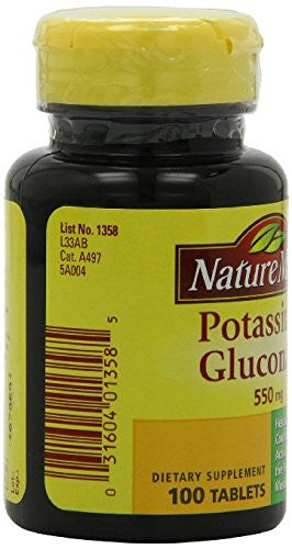 Nature Made Potassium Gluconate 550Mg 100 Tablets (Pack Of 5)
