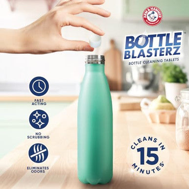 Arm & Hammer Bottle Blasterz - Drop-In Cleaning Tablets - Perfect For Water Bottles Tumblers And Coolers - All-Natural Ingredients Eliminates Odors Fast-Acting Individually Packed (12 Count)
