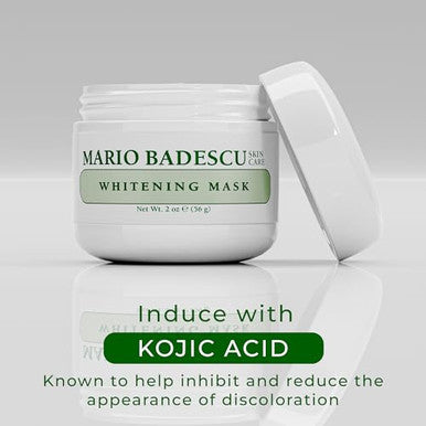 Mario Badescu Kojic Acid Whitening Mask - Illuminating Face Mask For Brightening Hydration & Discoloration - With Grapeseed Oil Beeswax & Vitamin E For Smoother Radiant Skin 2 Oz