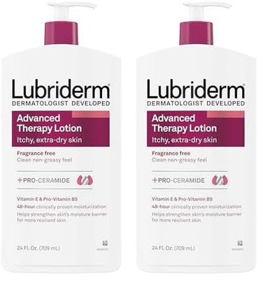 Lubriderm Advanced Therapy Moisturizing Lotion With Vitamins E And B5 Deep Hydration For Extra Dry Skin Non-Greasy Formula 24 Fl. Oz (Pack Of 2)