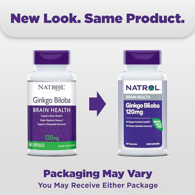 Natrol Brain Health Ginkgo Biloba 120Mg Dietary Supplement For Brain Health And Memory Support 60 Capsules 60 Day Supply