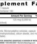 Bariatric Advantage Vitamin D3 5000 Iu Bariatric Vitamin D Watermiscible Bone Strength Support Vitamin D Capsule Easy Swallow Capsule For Bariatric Patients 180 Count