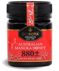 BIOSOTA Organic Manuka Honey MGO 800+ - Medical Grade Manuka Honey from Australia, 100% Raw Unheated Pure Honey, 8.8oz (800+) (MGO 800+)