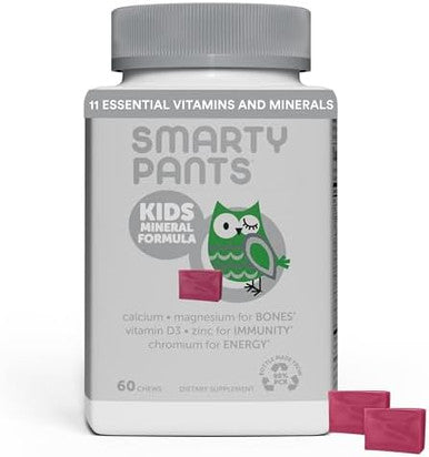 Smartypants Mineral Chews: Magnesium Citrate & Calcium Supplement With Vitamin D3, Vitamin C, Vitamin K2, Zinc & Selenium For Immune Support, 60 Count (30 Day Supply)