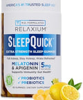 Relaxium Sleepquick Gummies Sleep Aid + Gut Health & Immune Support 5Mg Melatonin Vitamin D3 + Prebiotic & Probiotic Blend Gluten & Drug Lemon Flavor 90 Gummies