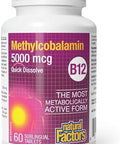 Natural Factors Vitamin B12 Methylcobalamin 5000 mcg Chewable Support for Energy and Immune Health Vegetarian 60 tablets (60 servings)