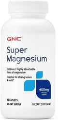 Gnc Super Magnesium 400Mg Supplement, Supports Strong Bones And Teeth, Highly Absorbable, 45 Servings