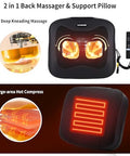 Masgre 2 In 1 Back Massager And Lumbar Support Pillow With Heat Shiatsu Massagers Deep Tissue Kneading Massage Pillows For Lower Back Leg Shoulder Pillow For Office Chair s For Mom Dad Women Men