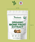 Organic Monk Fruit Extract Powder, 125g (4.41oz), No Fillers Pure USDA Organic Monk Fruit Extract Sweetener with No Aftertaste, Zero Calorie & Zero Carbs, Keto & Paleo Friendly 403 Servings