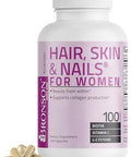 Bronson Hair Skin and Nails with Biotin Extra Strength Vitamin Supplement for Women 100 Capsules