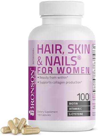 Bronson Hair Skin and Nails with Biotin Extra Strength Vitamin Supplement for Women 100 Capsules