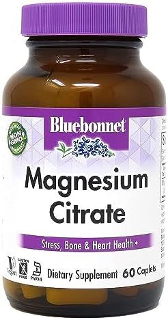 Bluebonnet Nutrition Magnesium Citrate 400Mg Of Magnesium Maximum Absorption Supports Immune Health & Energy Production Soy Gluten Nongmo Kosher Dairy Vegan 120 Caplets