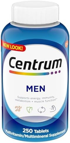 Centrum Multivitamin For Men, Multivitamin/Multimineral Supplement With Vitamin D3, B Vitamins And Antioxidants, Gluten Free, Non-Gmo Ingredients - 250 Count