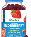 Lifeable Sugar Elderberry Gummies With Vitamin C And Zinc Great Tasting Sambucus Elderberry Immune Support Supplement Kosher Vegan Non Gmo Black Elderberry For Adults 60 Gummies