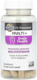 Garden Of Life Dr Formulated Multi+ Brain Health Fermented Liposomal Multivitamin + Lutein and Zeaxanthin Vitamin D3 and Probiotics Memory and Focus Support Digestive and Immune Health 30 Capsules
