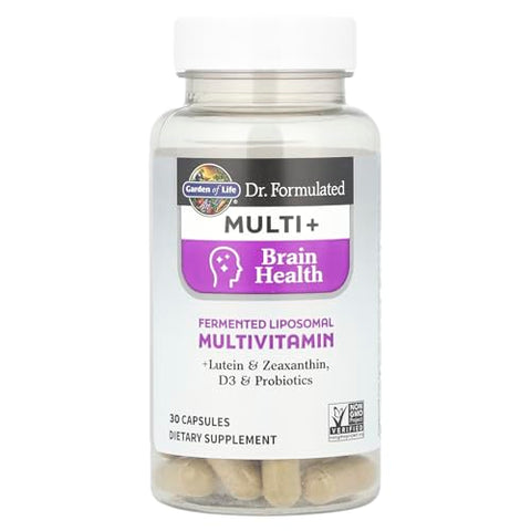 Garden Of Life Dr Formulated Multi Brain Health Fermented Liposomal Multivitamin Lutein & Zeaxanthin Vitamin D3 & Probiotics - Memory & Focus Support Digestive & Immune Health 30 Capsules
