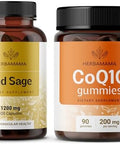 Herbamama Red Sage And Coq10 Kit - Bundle Of Red Sage Dan Shen Capsules & Coenzyme Q10 Gummies - Vegan Non-Gmo Gelatin- - 2 Pack