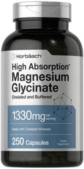 Horbaach Magnesium Glycinate 1330mg 250 Capsules Buffered with Chelated Minerals 240 mg per Serving NonGMO Gluten Free Supplement