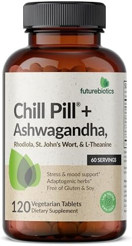 Futurebiotics Chill Pill + Ashwagandha Rhodiola St. John'S Wort & Ltheanine Nongmo 120 Vegetarian Tablets