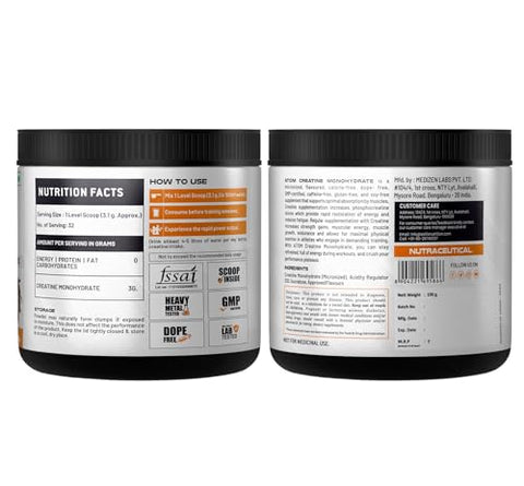 Asitis Nutrition As-It-Is Atom Creatine Monohydrate 100G - 32 Servings Dope Free Enhances Performance Promotes Muscle Gains Coffee Fusion Flavour