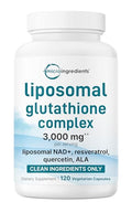 Micro Ingredients Liposomal Reduced Glutathione Complex 3000Mg - 8 In 1 Advanced Glutathione Supplement With Nad Resveratrol Quercetin Alpha Lipoic Acid & Vitamin C 120 Vegetarian Caps