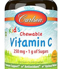 Carlson Kid's Chewable Vitamin C 250 mg 1 g of Sugars Immune Support and Optimal Wellness Antioxidant Tangerine 120 Vegetarian Tablets