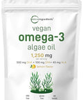 Micro Ingredients Vegan Omega 3 Algae Oil 240 Veggie Softgels Fish Oil Alternative Dha 500Mg & Dpa 100Mg Carrageenan Free Plant-Based Omega 3 With Flaxseed & Ala Lemon Flavored