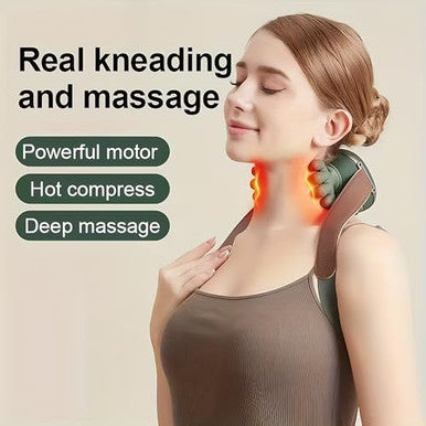 Dexmary Neck Massager With Heat Neck Massager For Pain Relief Deep Tissue Shiatsu Shoulder And Back Massager With 3 Modes & 2 Heat Levels Portable And Rechargeable Relax Muscle Tension (Green)